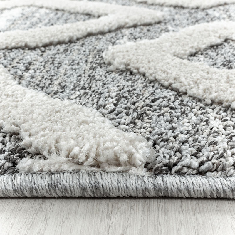 Round Scandinavian floor rug - Pitea Retro Grey/Cream