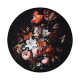 Round Floral Rug - Florine Black/Orange