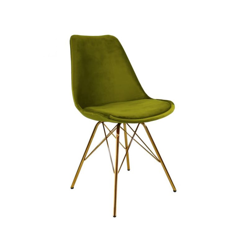 Green Velvet Chair - Gold Frame