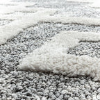 Round Scandinavian floor rug - Pitea Retro Grey/Cream