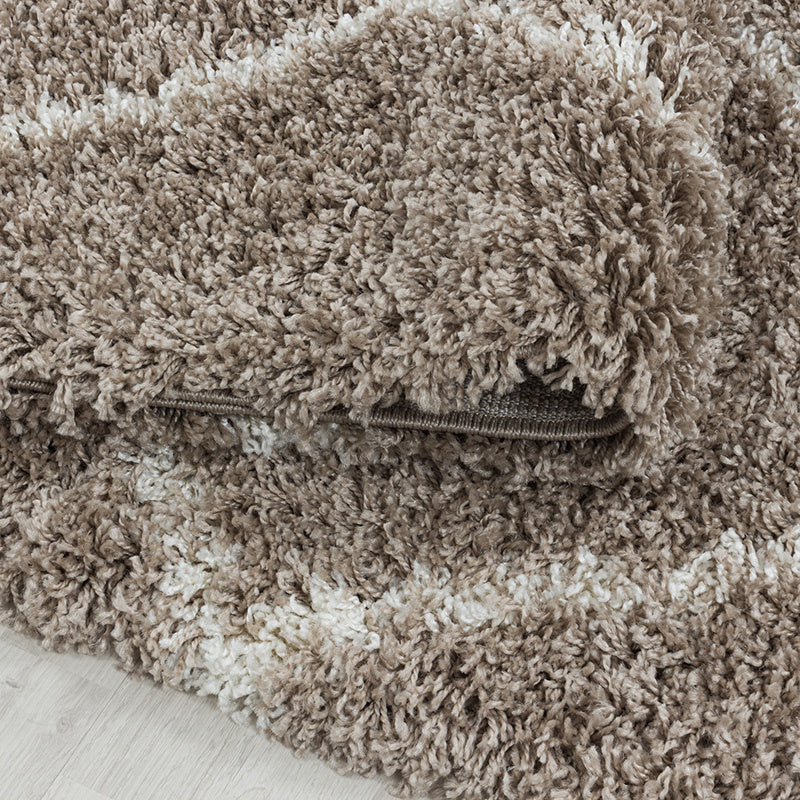 Round Berber Rug - Agadir Lines Beige/Cream