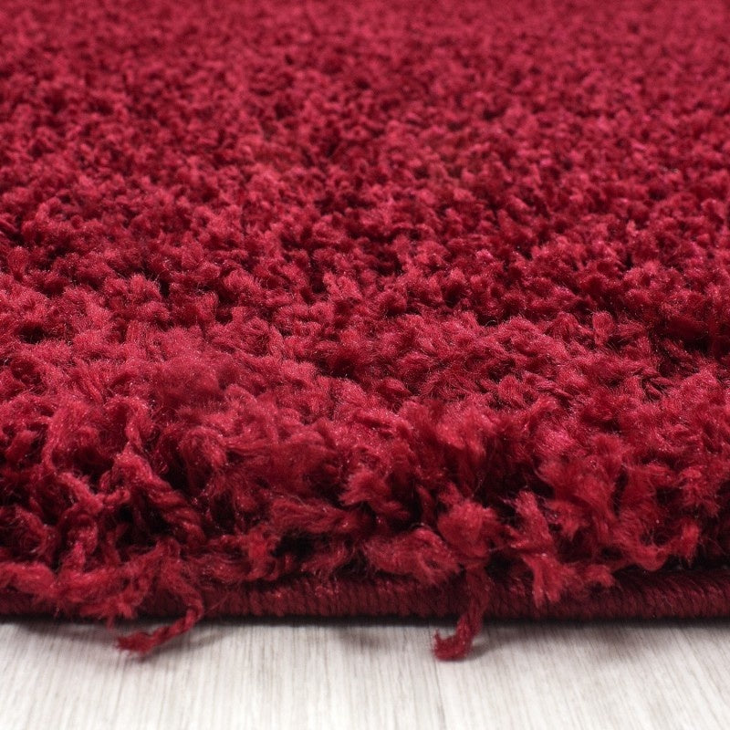 Round high pile floor rug - Life Red