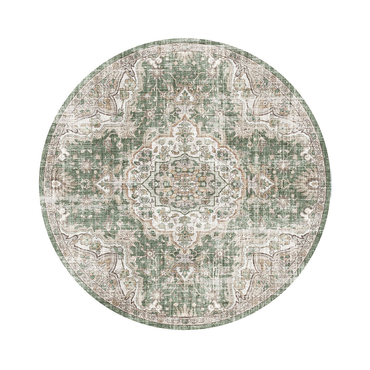 Round oriental rug – Leyla Medallion Green
