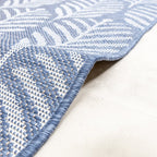 Round Outdoor Rug - Summer Leaves Blue