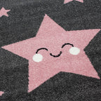 Children's floor rug - Anna Stars Pink