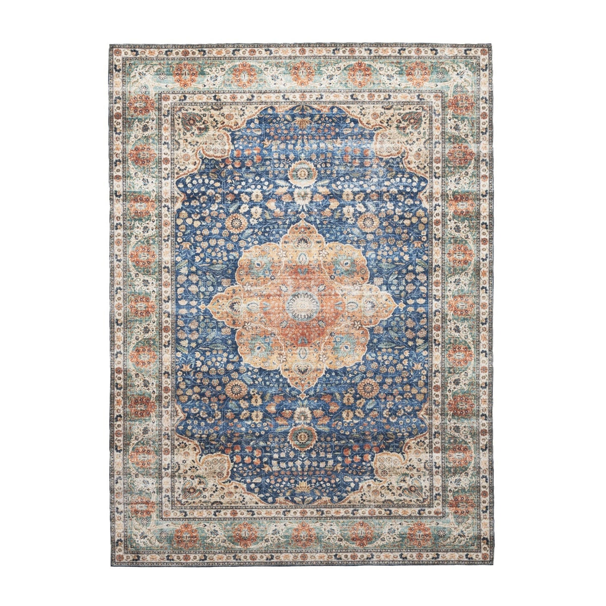 Indoor Outdoor Rug - Kairo Medallion Dark Blue/Terra