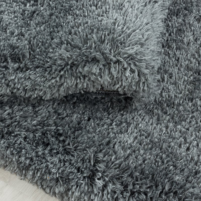 Round high-pile floor rug - Fuzzy Grey