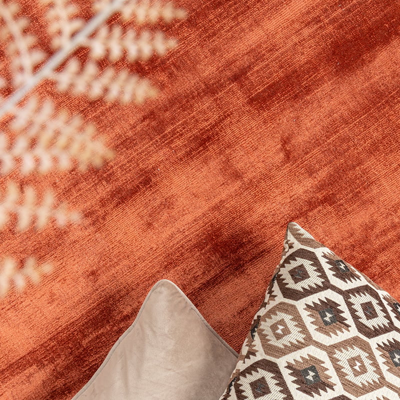 Round Viscose Rug - Pearl Terracotta