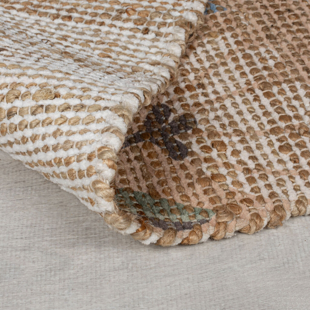 Jute floor rug - Amilio Floral Natural
