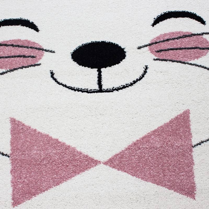 Round children's floor rug - Anna Cat Pink