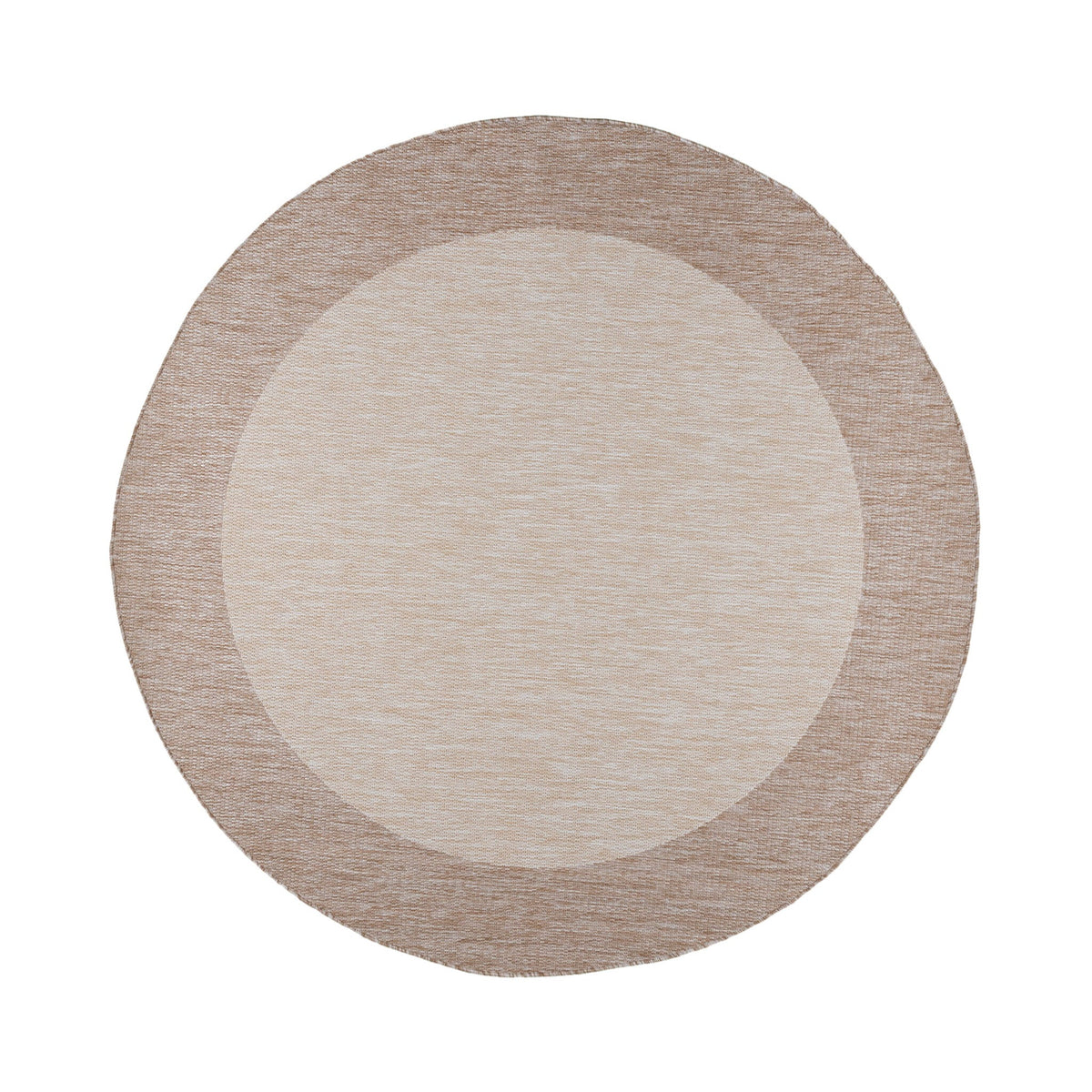 Round Indoor & Outdoor Rug – Sierra Border Cream/Beige
