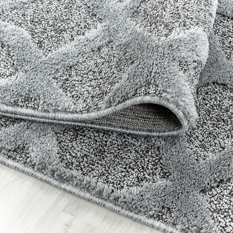 Round Scandinavian Floor Rug - Pitea Tile Grey