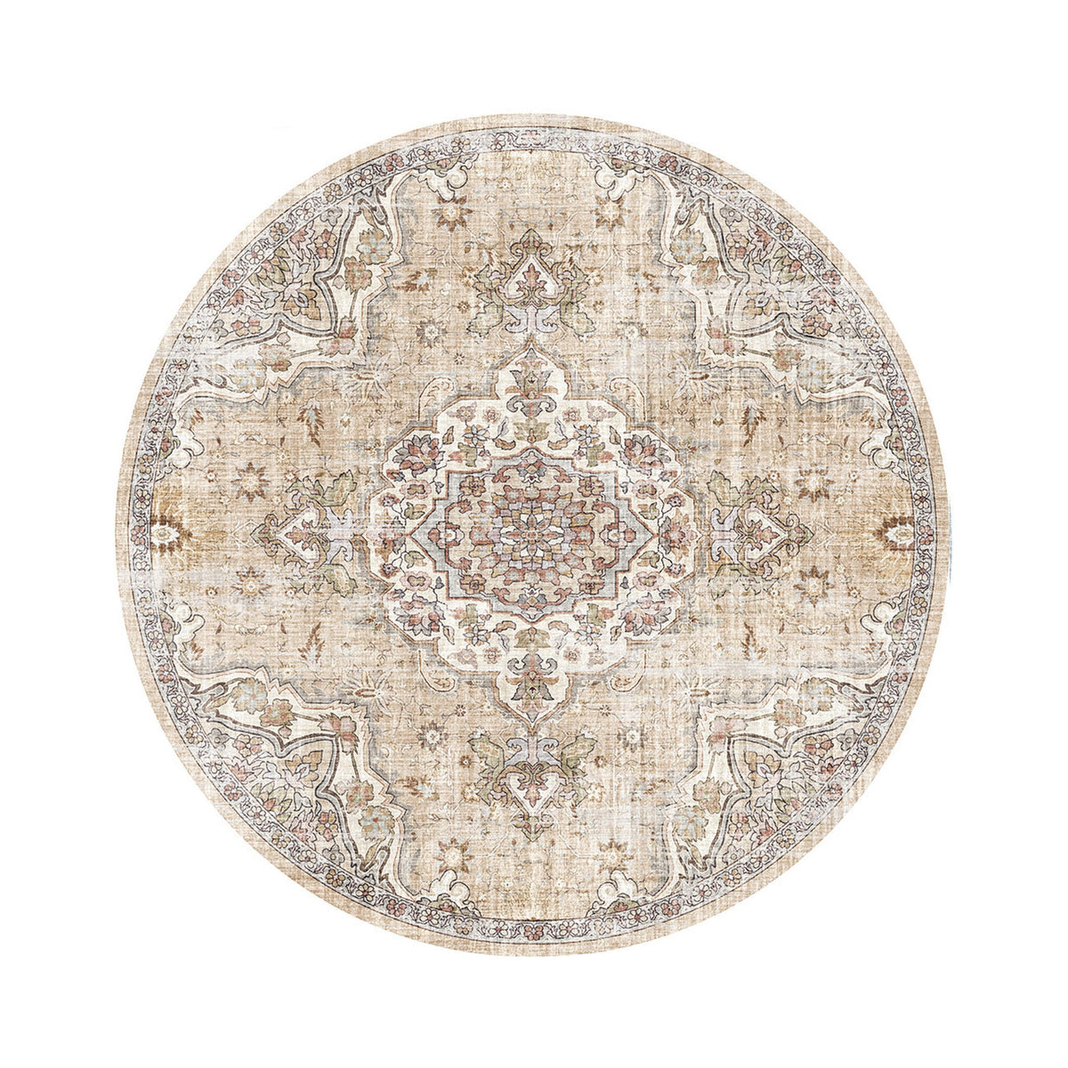 Runder Orientteppich – Leyla Medaillon Taupe