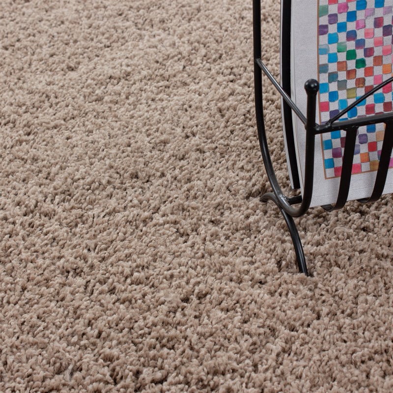 Round High Pile Floor Rug - Life Beige