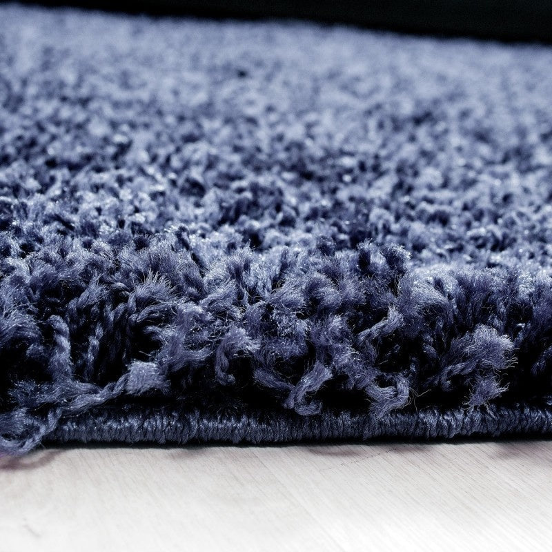 Round High Pile Floor Rug - Life Blue