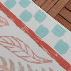Outdoor Rug - Oasis Leaves Blue/Red