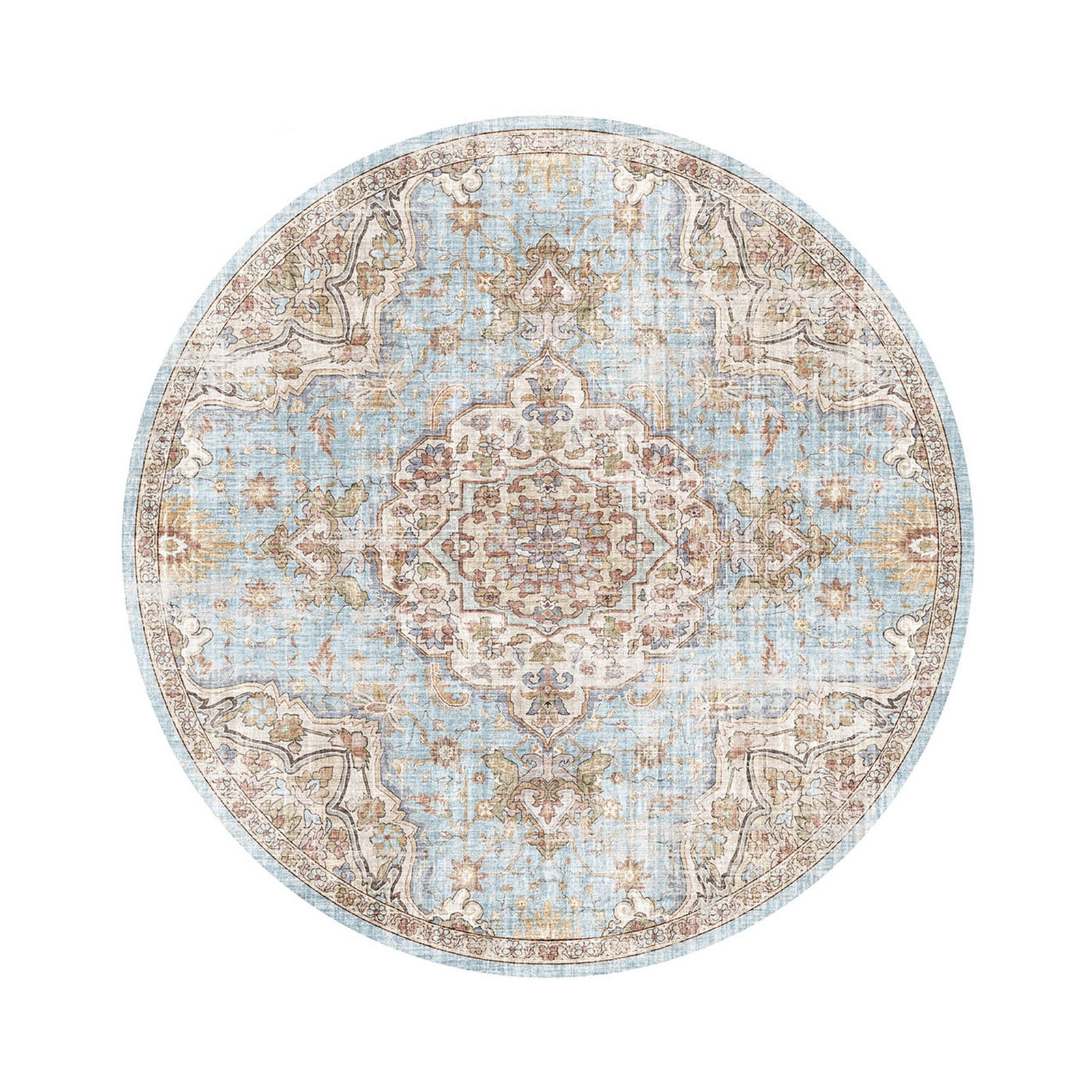 Round oriental rug - Leyla Medallion Light Blue