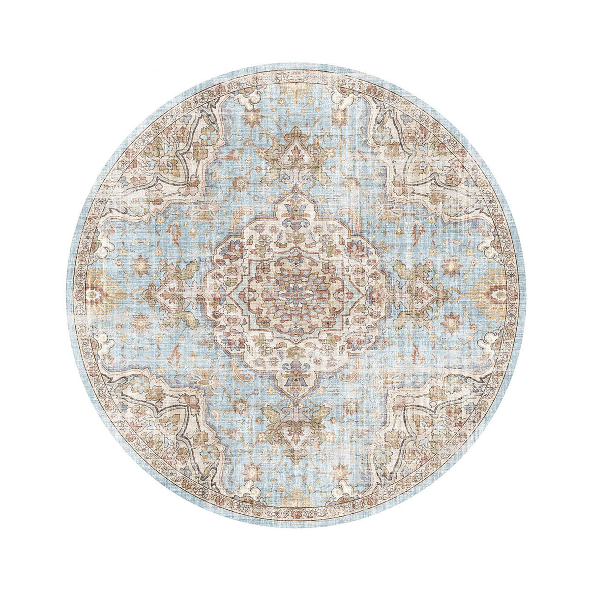 Round oriental rug - Leyla Medallion Light Blue