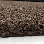 Round High-pile Floor Rug - Life Brown