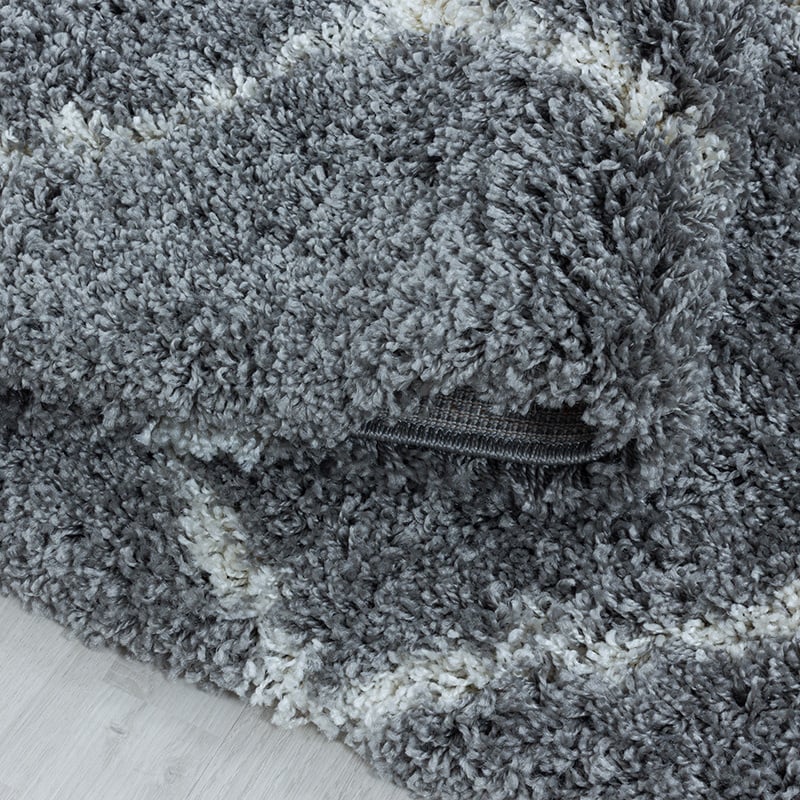 Round Berber Rug - Agadir Lines Grey/Cream