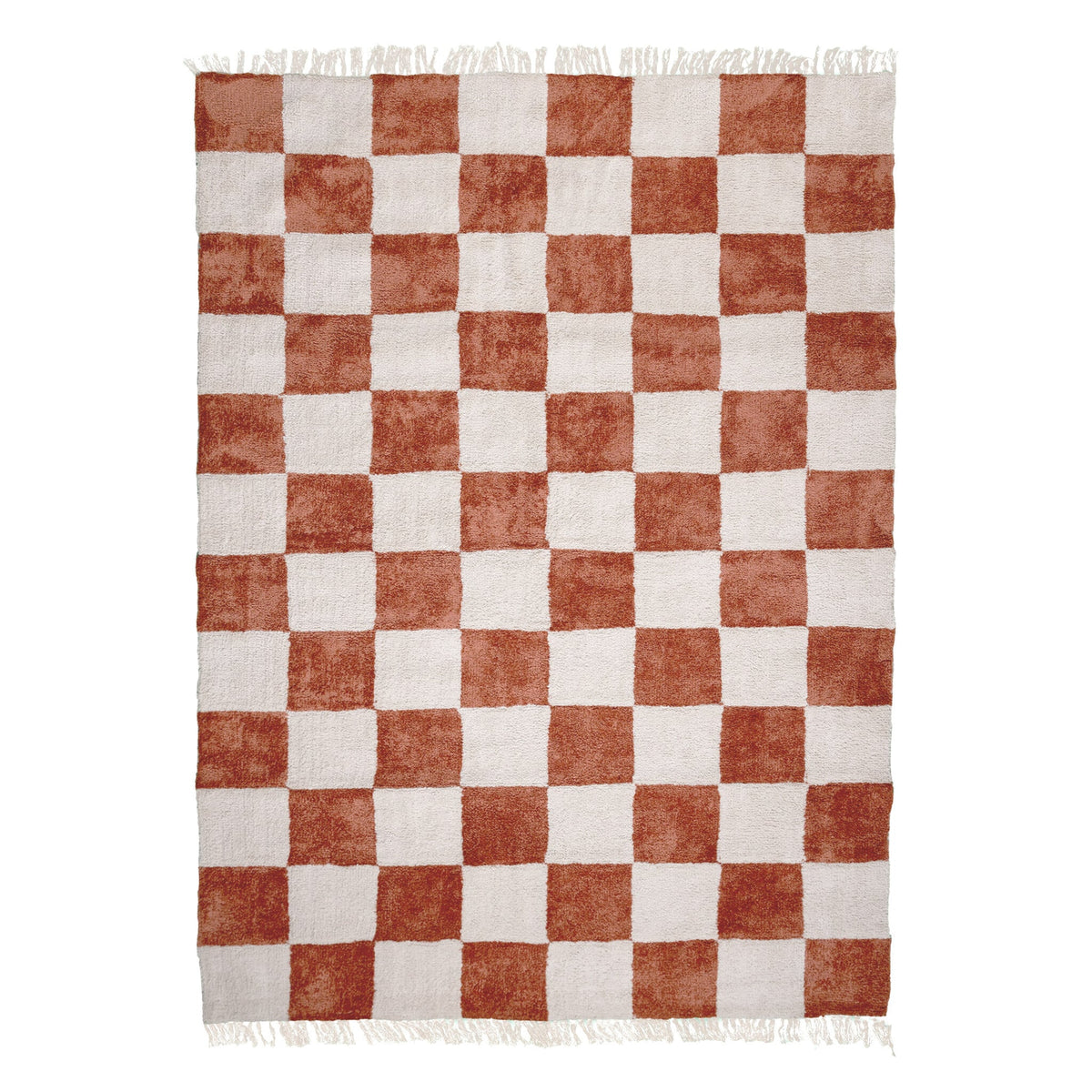 Checkerboard Rug - Blox Fringe Terracotta
