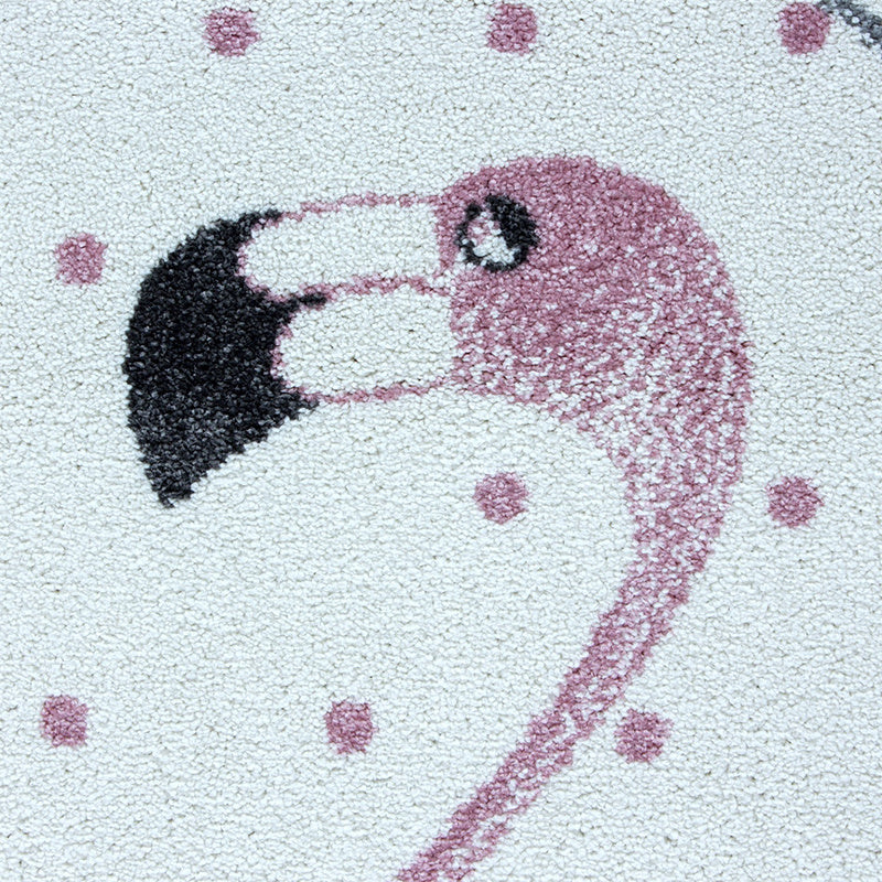 Round Children's Floor Rug - Amber Flamingo Pink