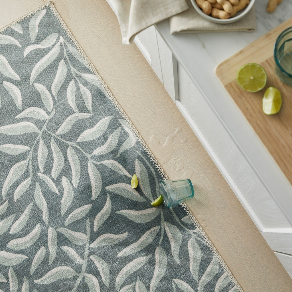 Washable floor rug - Reido Leaves Green