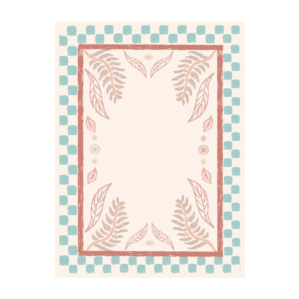Outdoor Rug - Oasis Leaves Blue/Red