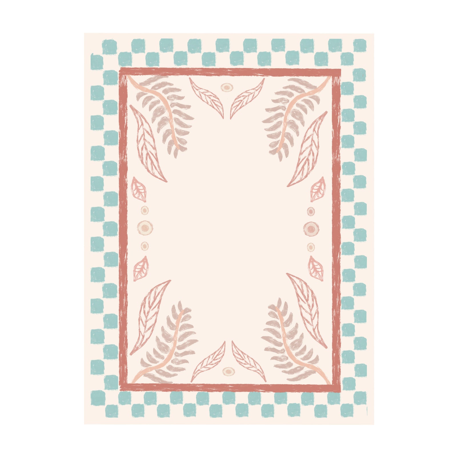 Outdoor Rug - Oasis Leaves Blue/Red