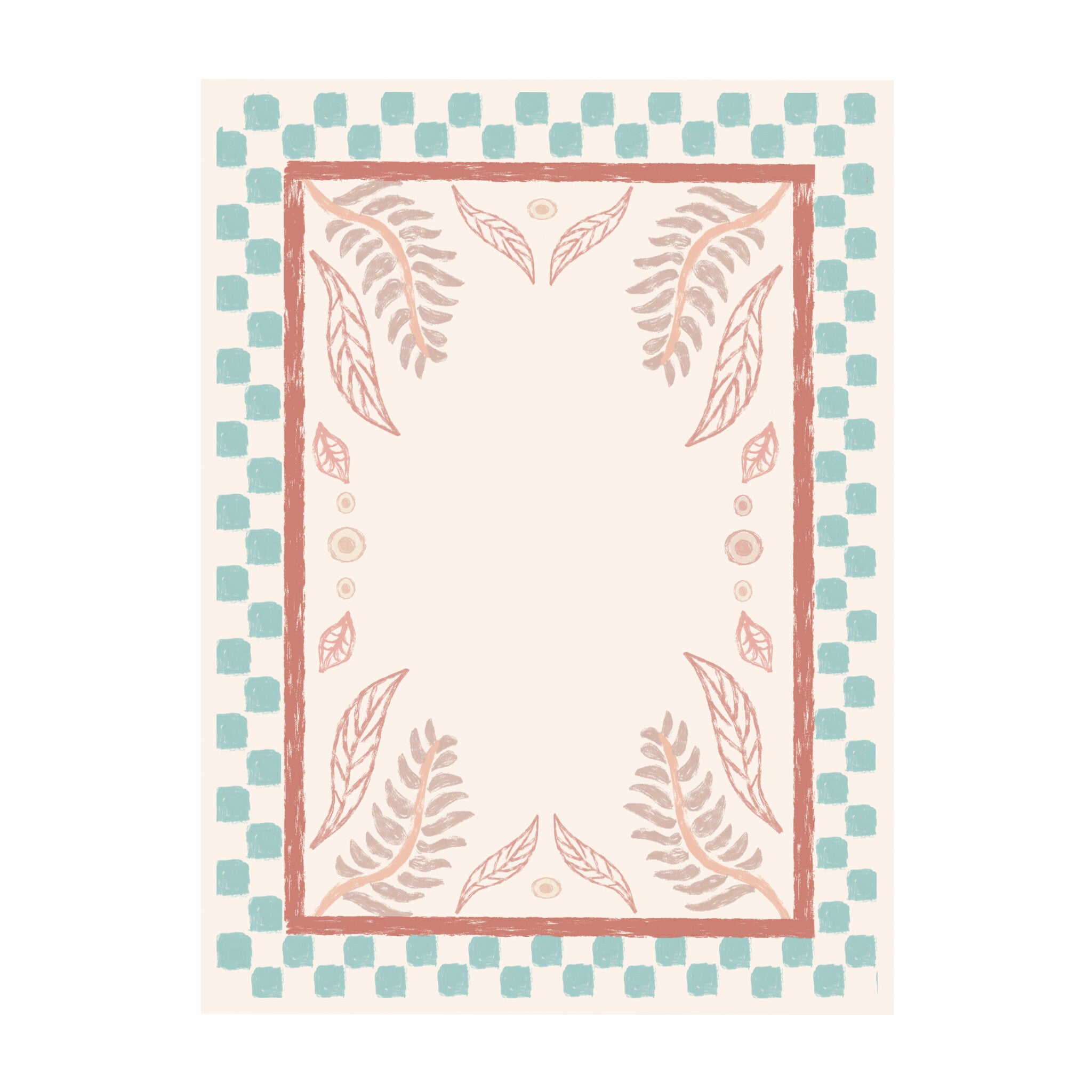 Outdoor Rug - Oasis Leaves Blue/Red