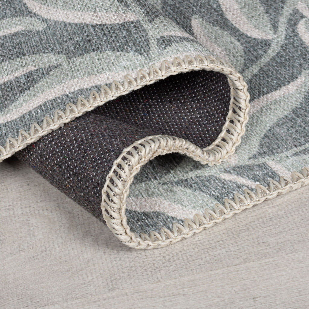 Washable floor rug - Reido Leaves Green