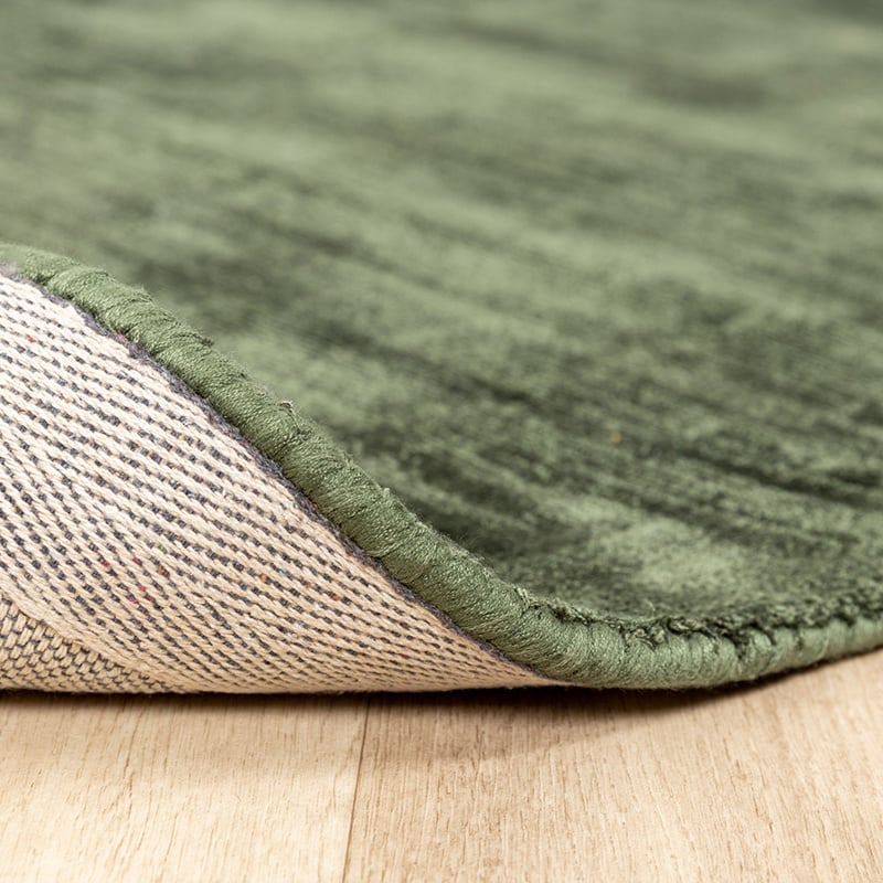 Round Viscose Rug - Pearl Dark Green