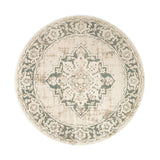 Round Vintage Rug - Spring Medallion Cream/Green
