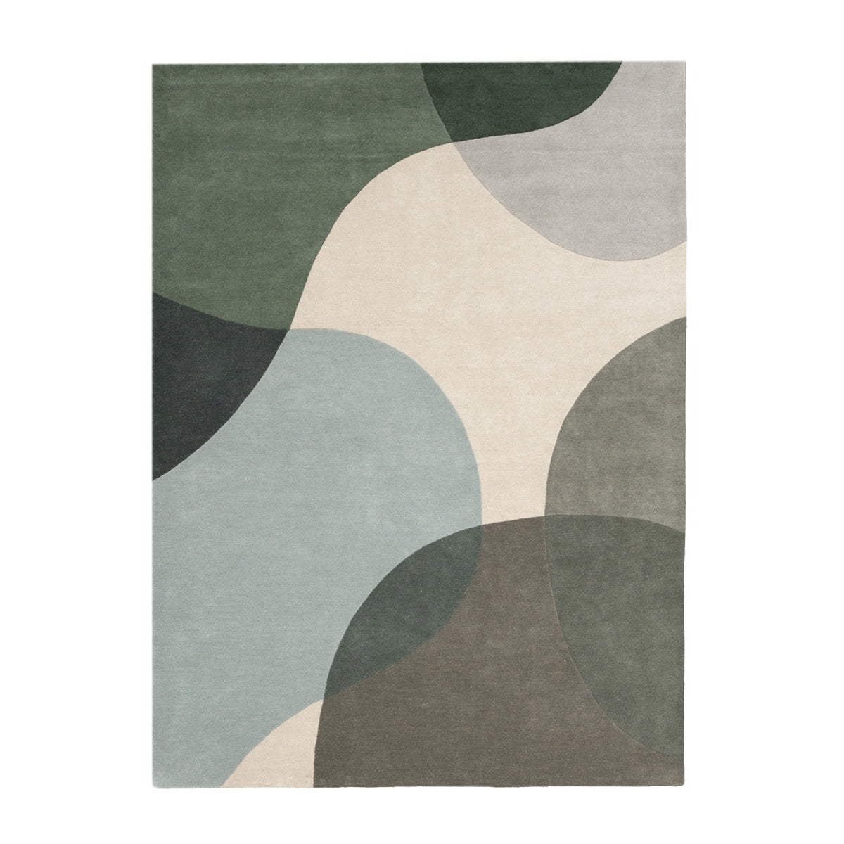 Wool Abstract Rug - Clarice Olive Green/Mint