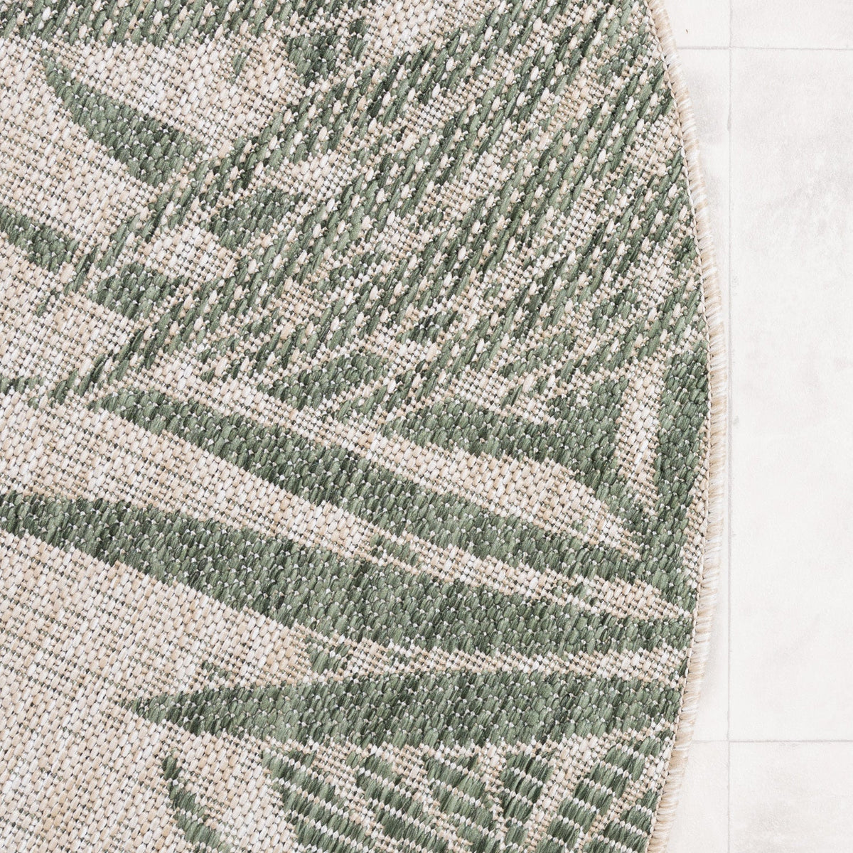 Round Outdoor Rug - Tiga Edge Green