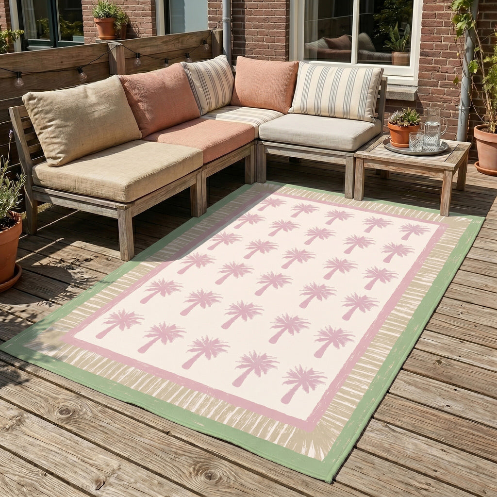 Outdoor Rug - Oasis Palm Pink/Green