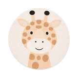 Round Washable Children’s Play Rug – Sammy Giraffe Beige
