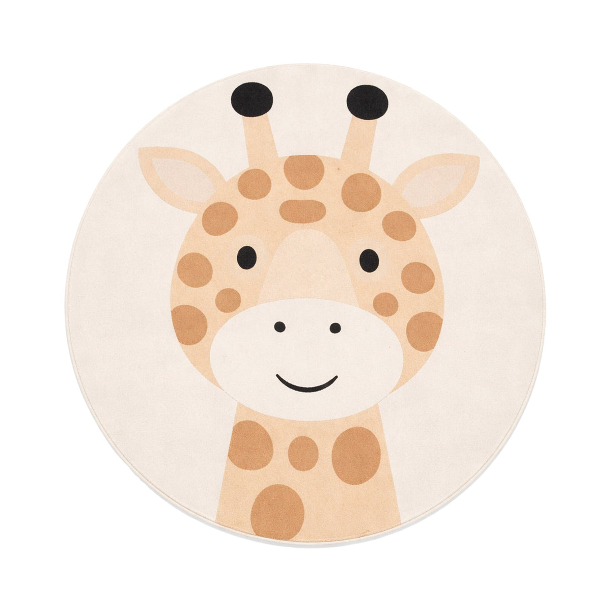 Round Washable Children’s Play Rug – Sammy Giraffe Beige
