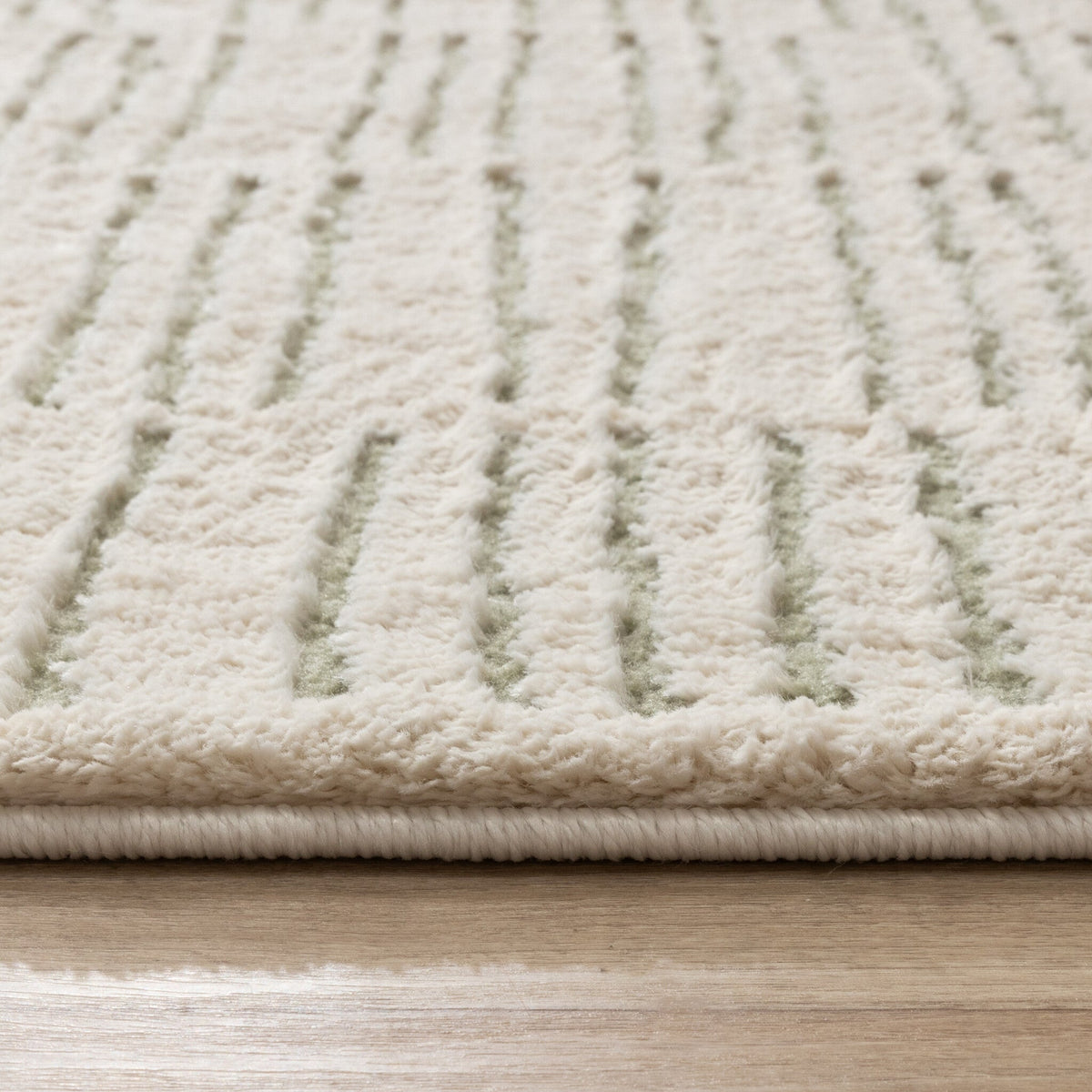Scandinavian Rug - Yune Lines Cream/Green