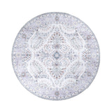 Round Vintage Outdoor Rug - Santo Flora White