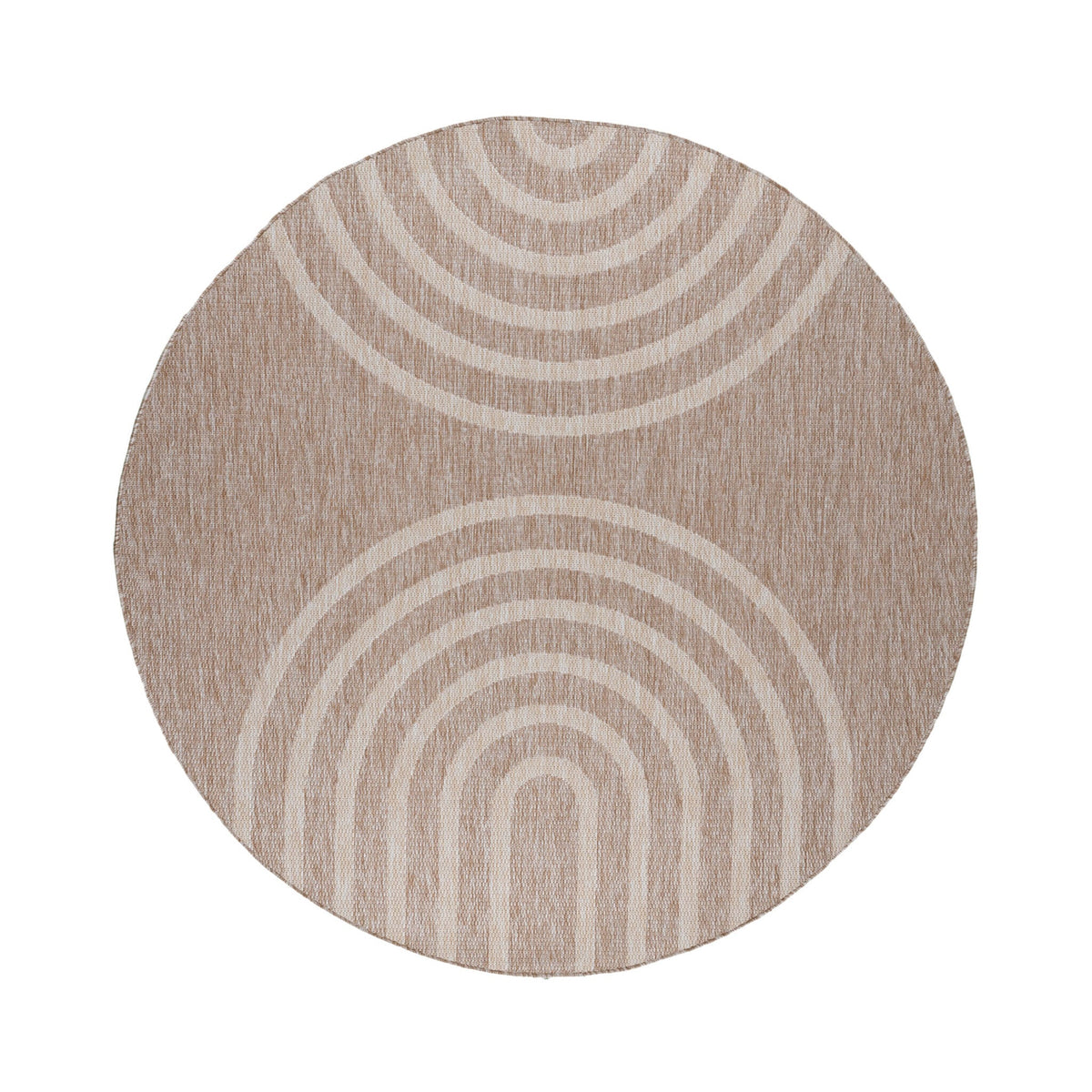 Round Indoor Outdoor Rug - Sierra Arches Beige/Cream
