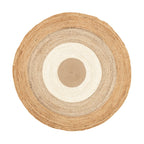 Jute Teppich Rund - Mirai Border Weiss Natur