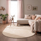 Flauschiger Teppich Oval - Cozy Creme