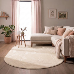Flauschiger Teppich Oval - Cozy Creme
