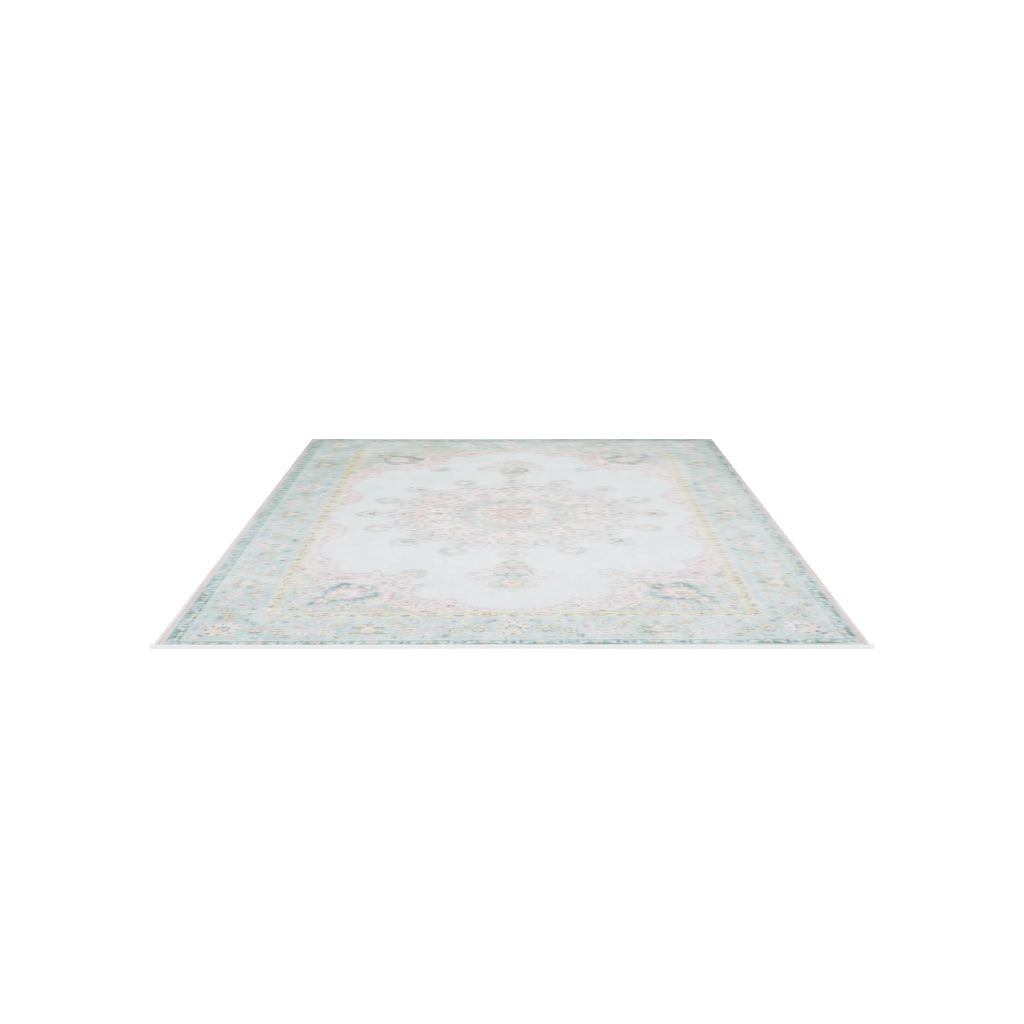 Teppich Vintage - Lily Medaillon Hellblau Türkis