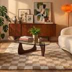 Retro Teppich - Gambit Beige Weiß
