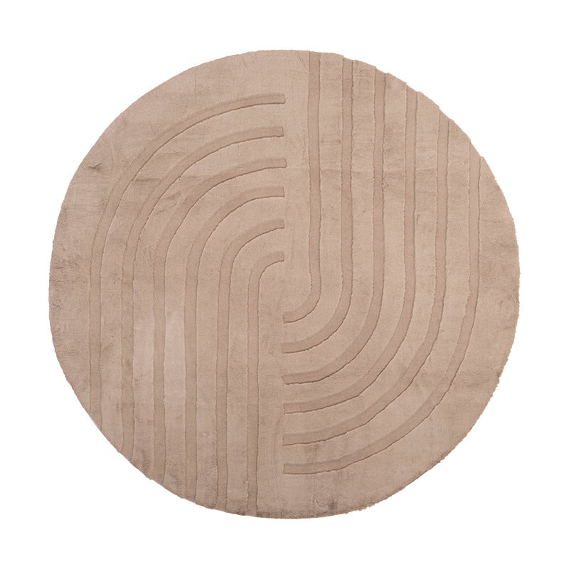 Hochflor Teppich Rund - Carvy Curves Taupe