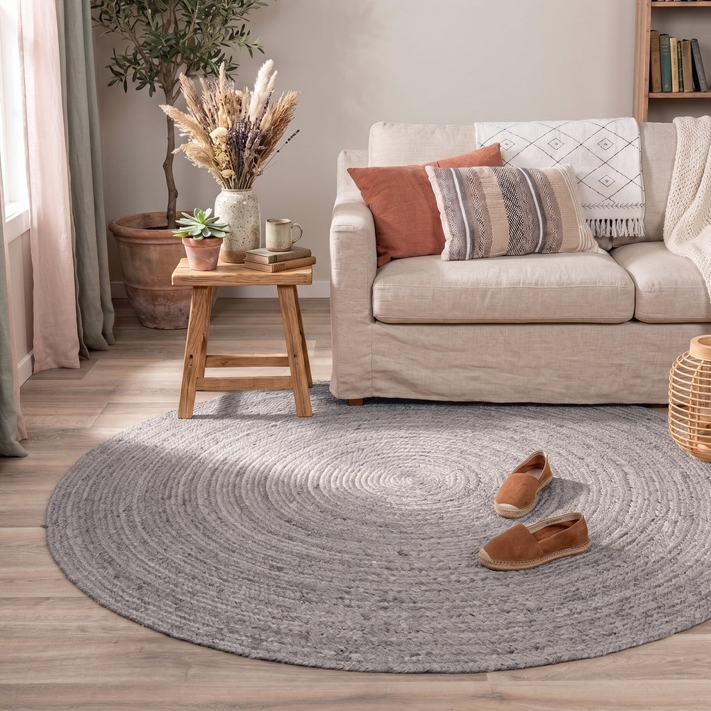 Jute Teppich Rund - Fair Grau