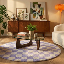 Round Retro Rug - Gambit Lilac/White