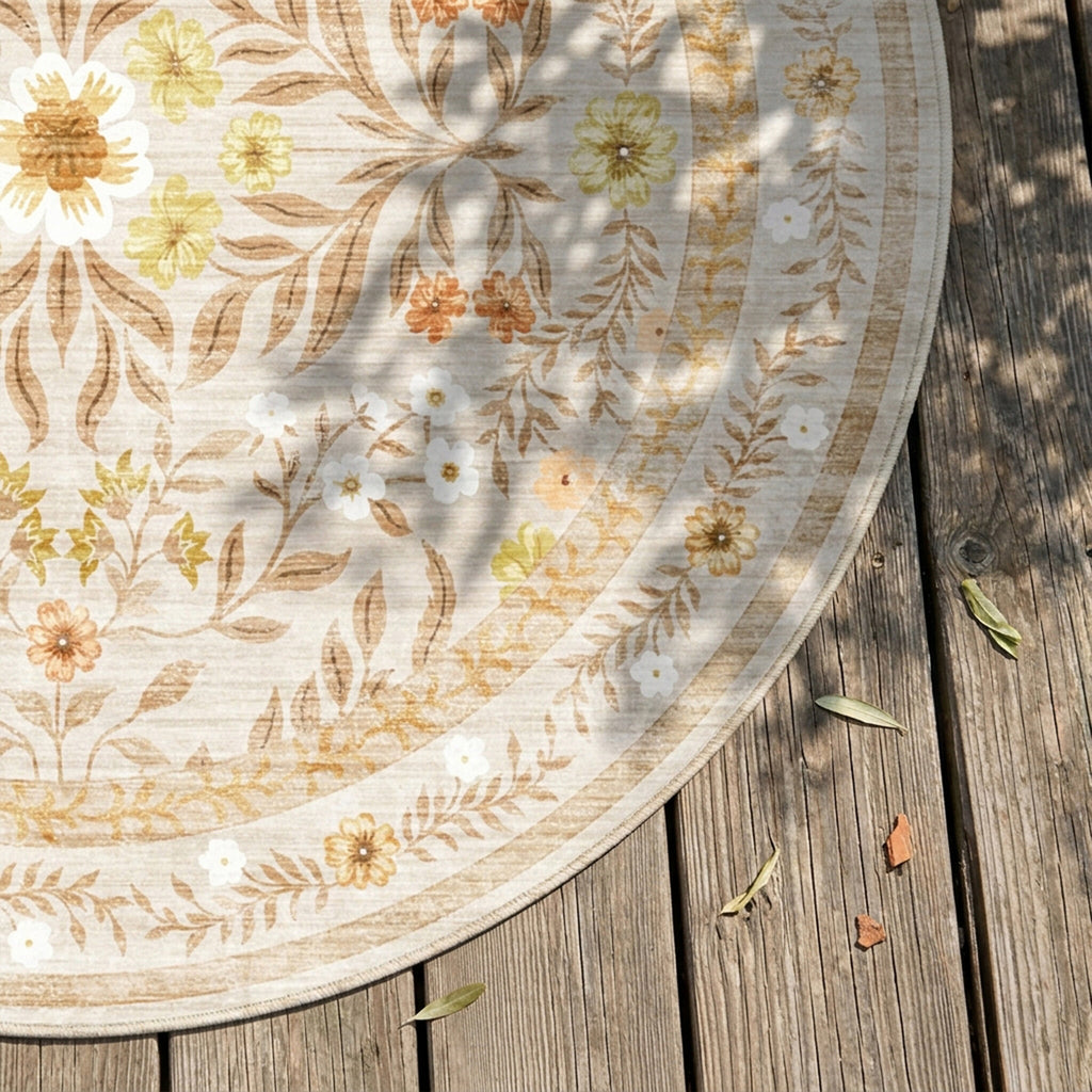 Vintage Gartenteppich Rund - Luana Gelb